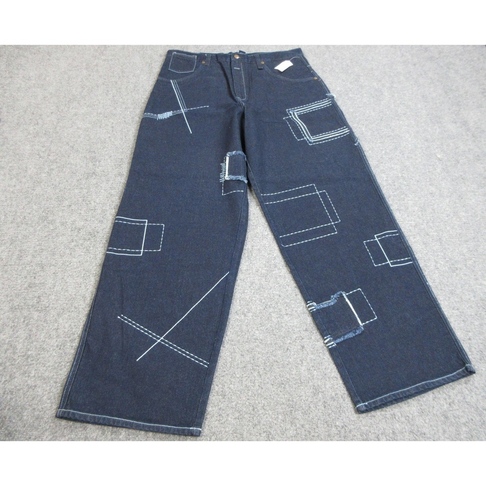 VTG P Miller Signature Jeans Mens 40x34 Blue Wide Leg Denim Pants Hip Hop P03180